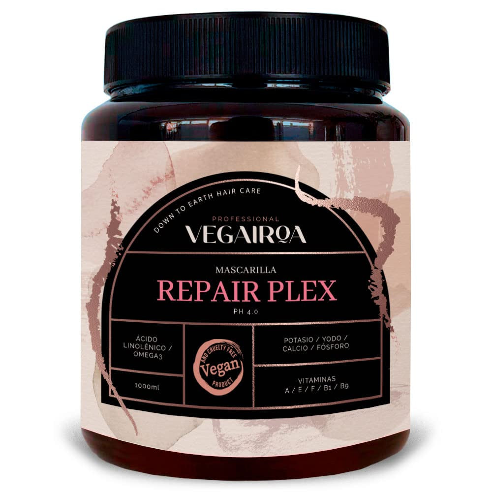 VEGAIROA - Repair Plex Mask - Mascarilla Reparadora Extrema - Hidratante y Nutritiva - Protección contra el encrespamiento - Para cabello tratado químicamente - Producto profesional de peluquería vegana - 1000g Naty Shop Mascarilla Capilar Default Title