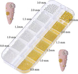 GZMAYUEN Nail Art Perlen Micro Caviar para uñas, 0,3-3 mm Goldene Silber Mini Caviar Strasssteine, Weiß Beige Mini Nägel Perlen Mikroperlen Dekor para uñas