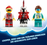 LEGO Dreamzzz Cooper's Tiger Mech y Zero'S Hot Rod Car, Coche de juguete para niños, regalo para niños y niñas de 9 años, Set de juego 2 en 1 con Mech y minifiguras 71497 Juegos de construcción Besuche den LEGO-Store
