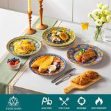 Juego de platos llanos para 6 personas, juego de platos vancasso KRVI para 6 personas, juego de platos Ø 27 cm, apto para lavavajillas y microondas, platos de pasta, platos de desayuno, platos para tartas