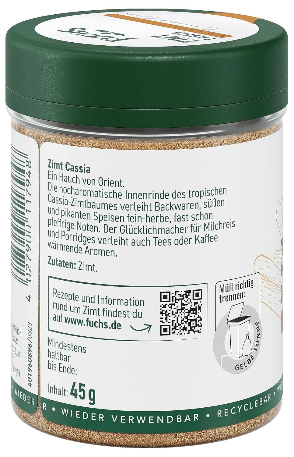 Canela Casia Molida Fuchs - Para aromatizar repostería, postres o tés, 45 gramos Condimentos Naty Shop