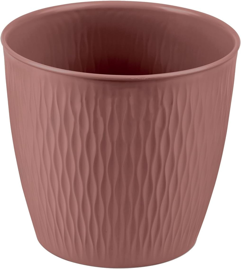 Juego de 5 macetas marrones, diámetro 16 cm - Macetas de plástico resistentes - Jardinera decorativa con opción de drenaje - Maceta elegante para interior y exterior
