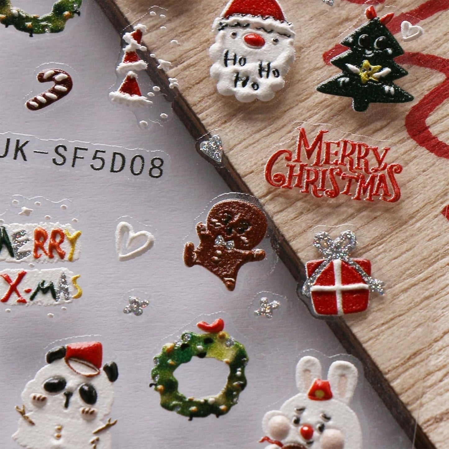 Pegatinas navideñas 3D para uñas, 4 hojas, pegatinas 5D para uñas, pegatinas estereoscópicas para uñas, decoraciones, accesorios de diseño de uñas
