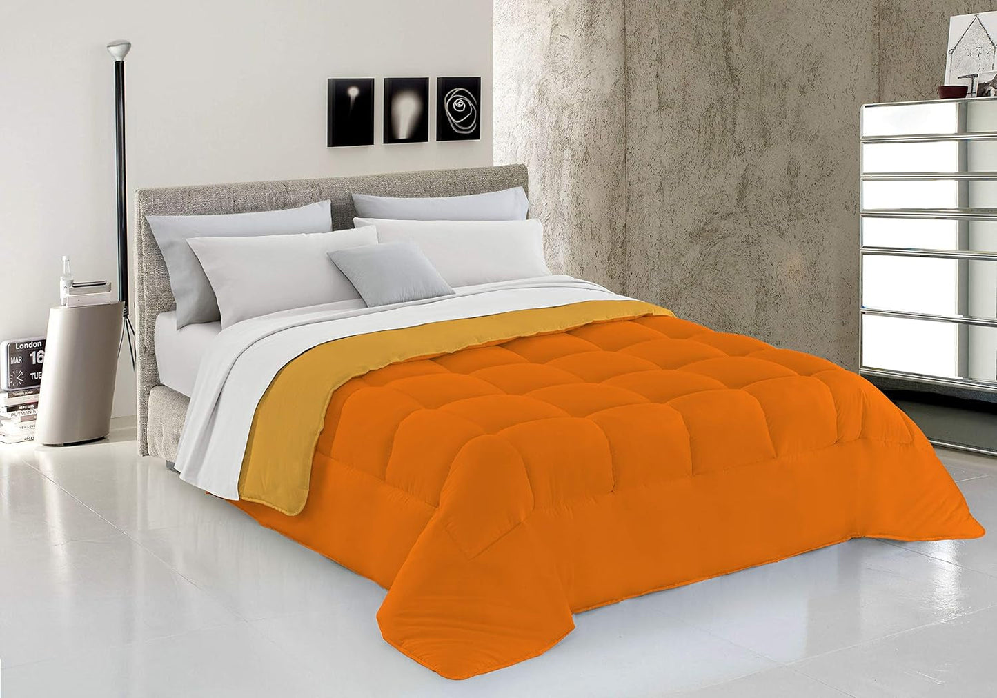 Ropa De Cama Italiana, Edredón De Invierno, Taupe/Crema, 250X200Cm Edredones Y Edredones Naty Shop Arancio/Giallo Para 1 Persona