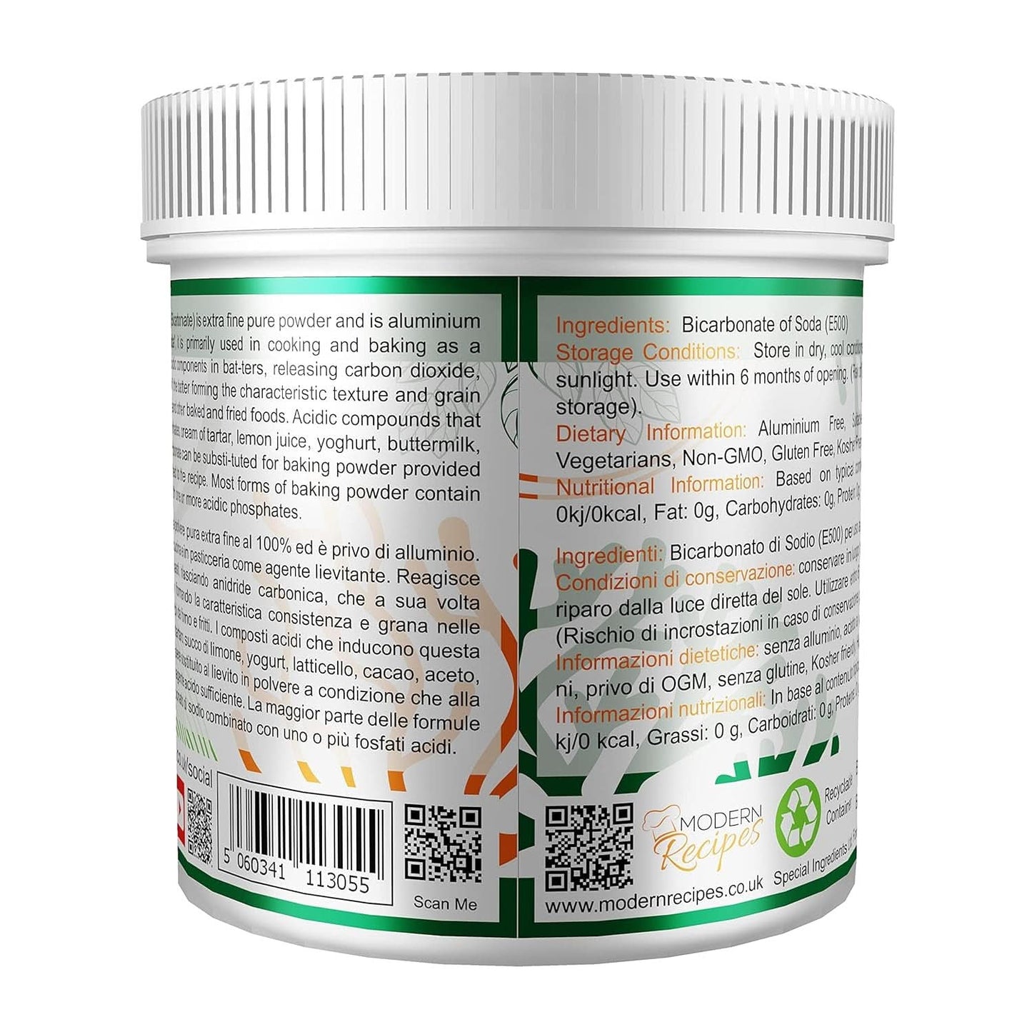 Ingredientes especiales Natriumbikarbonat - Polvo extrafino Premium Qualität, vegano, sin gluten, sin gluten - Recycelbarer Behälter Kitchen Naty Shop