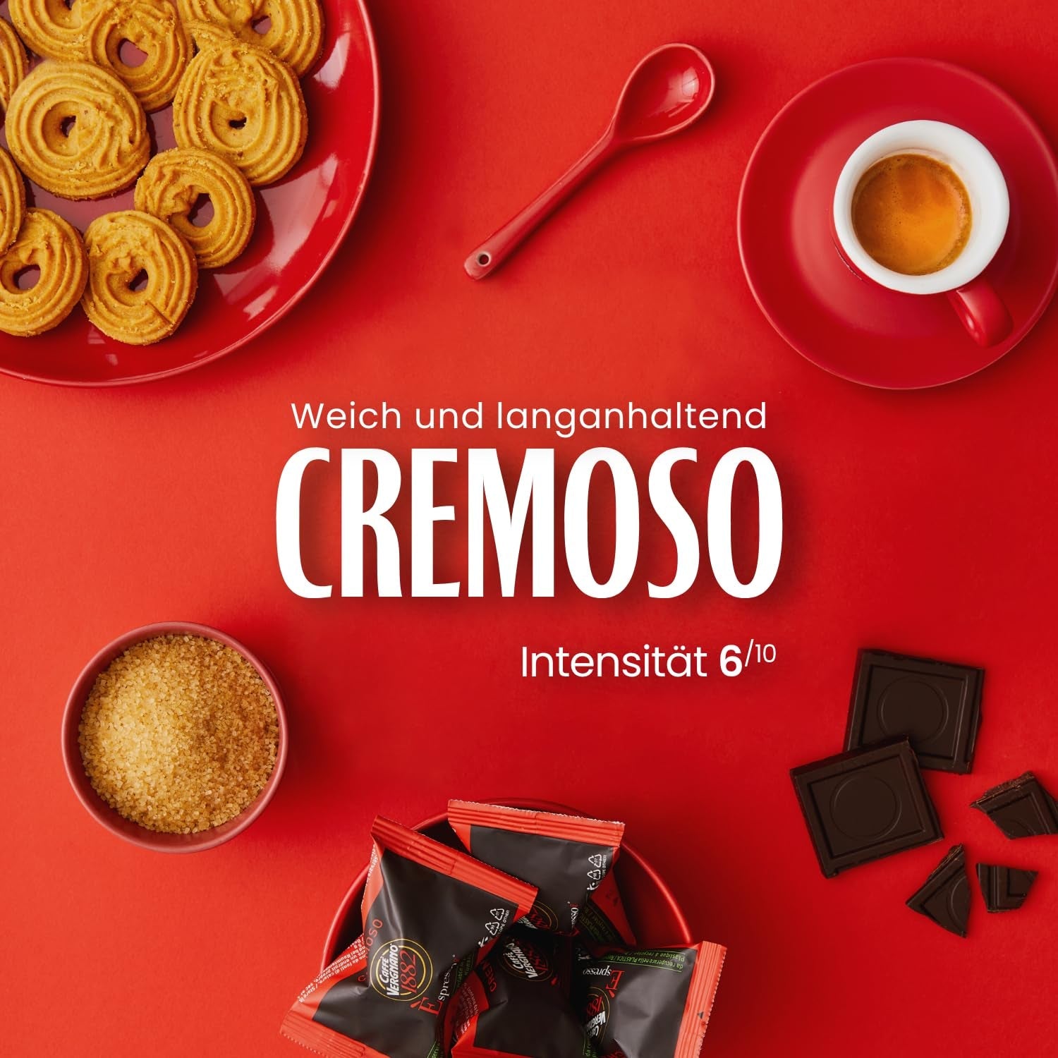 Caffè Vergnano 1882 - Café Èspresso Compostable, Compatible con Nespresso, Cremoso (Cremoso) - Packung Enthält 100 Kapseln