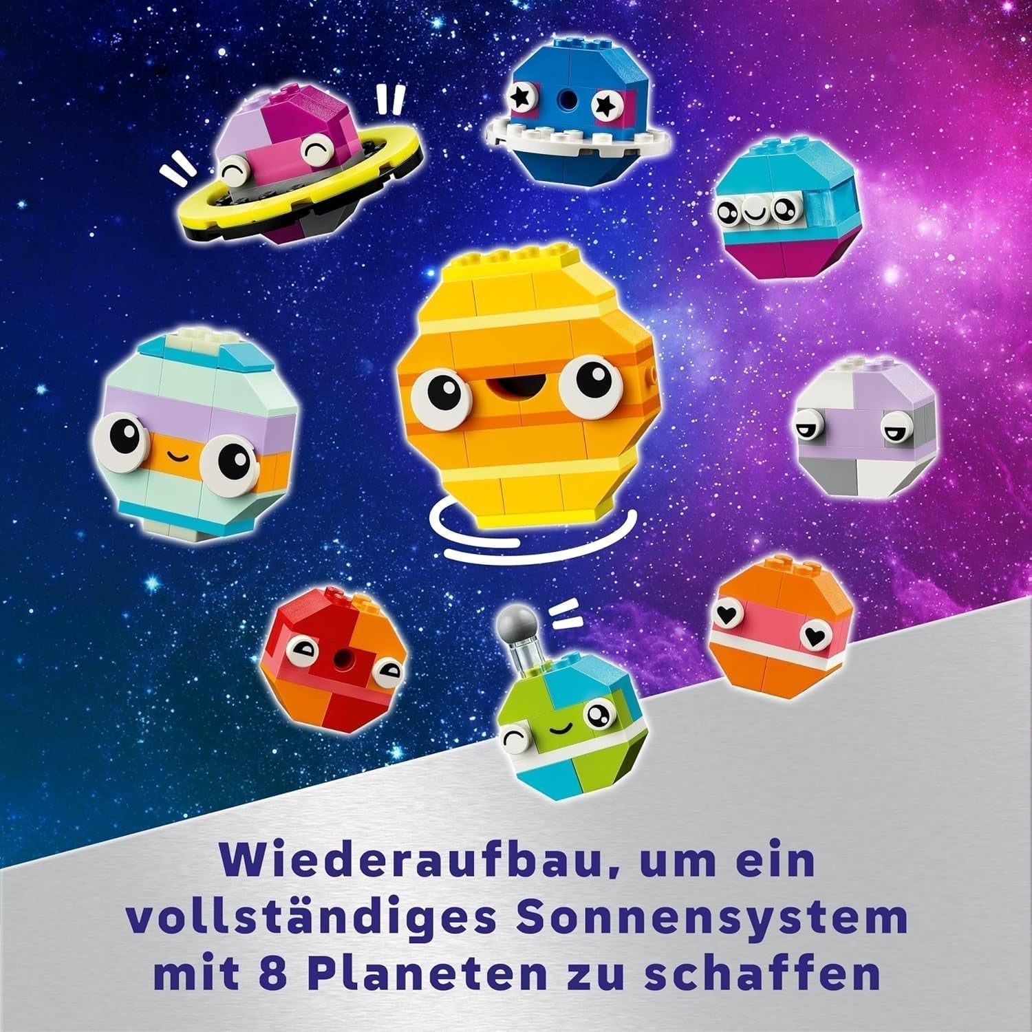 LEGO Classic Creative Space Planets Modelo de construcción del sistema solar para niños Juguete espacial con cohete Nave espacial Planetas y extraterrestres Regalo para niños de 5 años Niños y niñas 11037 Juegos de construcción Beuche den LEGO-Store