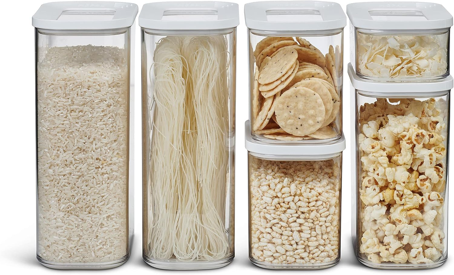 Mepal Juego de 6 Botes de Almacenamiento con Tapa - Recipientes para Alimentos Rectangulares - Organizador de Cocina de Plástico - Recipientes de Almacenamiento Herméticos - 2x 2000ml, 2x 1000ml, 1x 1500ml y 1x 425ml - Blanco Naty Shop Cajas de Almacenamiento de Alimentos Blanco Set de 6 Piezas
