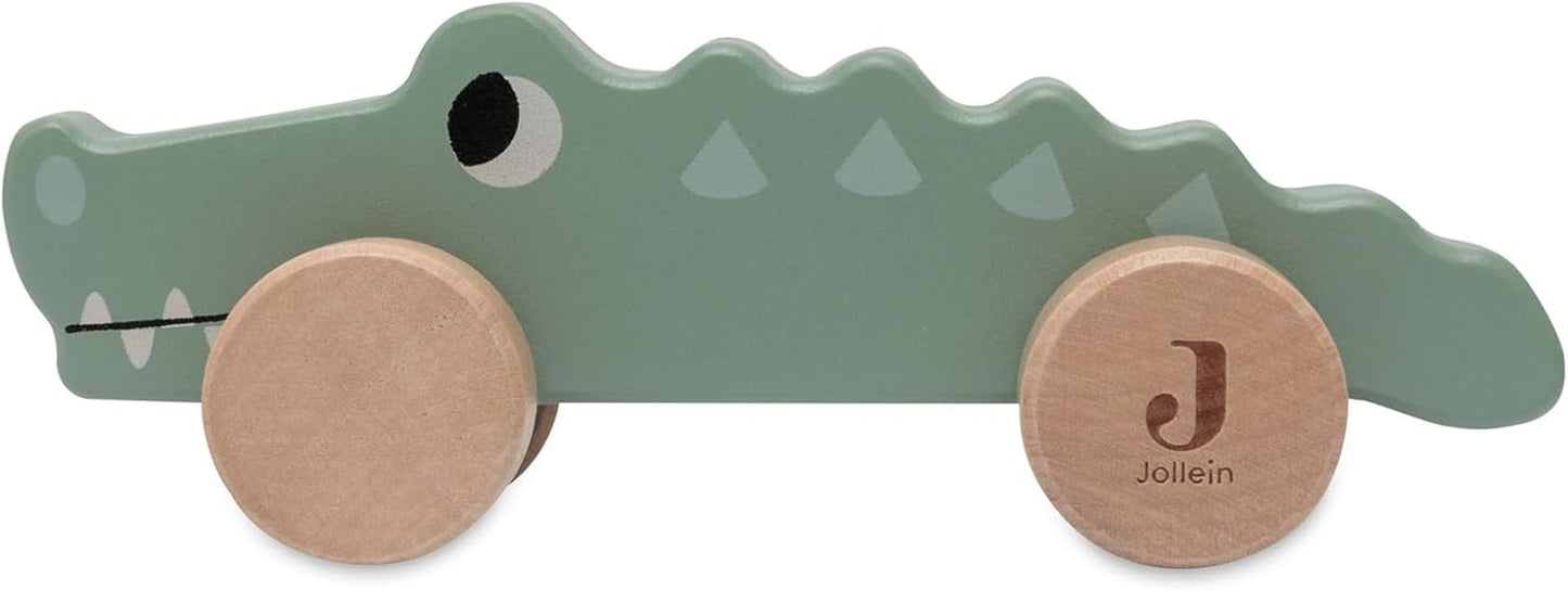Jollein 112-001-67090 Juguete de madera con ruedas, verde Juguetes Bebé Naty Shop Croco