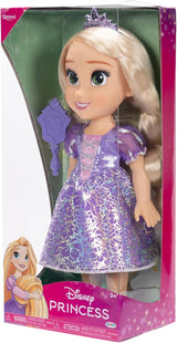 Disney Princess Rapunzel Muñeca de 35 cm, Ojos con Purpurina Reflectante, Articulaciones móviles, Vestido Desmontable, Zapatos, Corona, Pelo Largo y Rubio, para niñas a Partir de 3 años