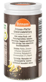 Ostmann Gewürze - Zitronenpfeffer Gewürzzubereitung | Para aderezos para ensaladas, salsas y platos de pescado 40 g en Der Streudose