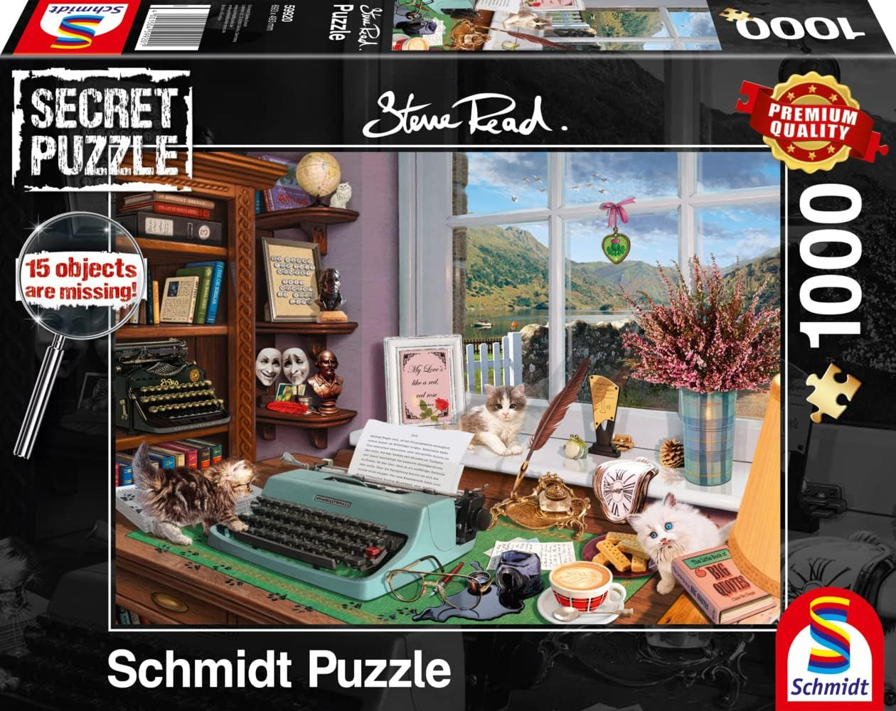 Schmidt Spiele 59920 En el escritorio, rompecabezas secreto de 1000 piezas Naty Shop Título predeterminado