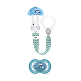 MAMÁ | Chupete y Cadena para Chupete, 6+ Meses, Selección Aleatoria de Colores, Anatómico, Simétrico, Fabricado en Silicona, Lavable, Longitud Ajustable, Compatible con Todo Tipo de Chupetes