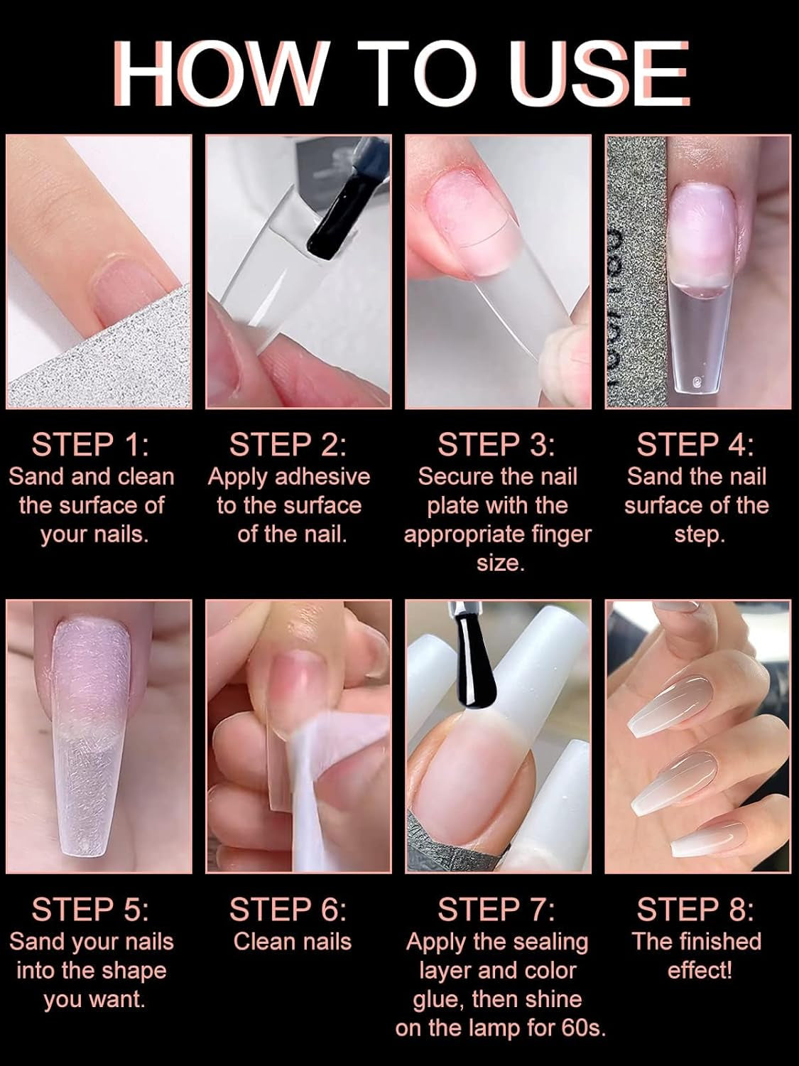 EBANKU 500 puntas de uñas postizas artificiales, gel suave mate, puntas transparentes, puntas de uñas artificiales para extensiones de uñas, juego de uñas postizas, 12 tamaños-A