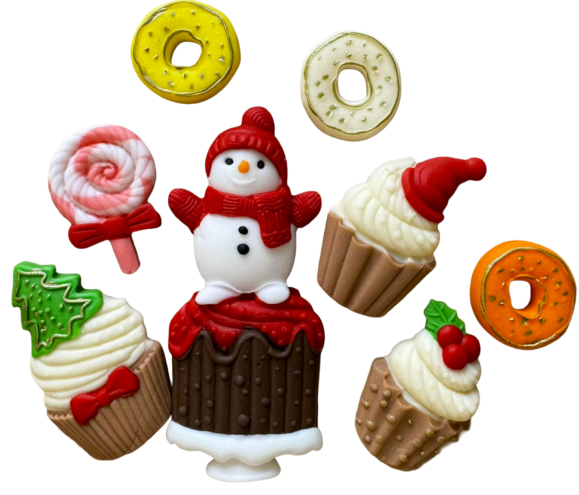 Set de 8 adornos comestibles, Adornos navideños de Sugar Paste Nati Shop
