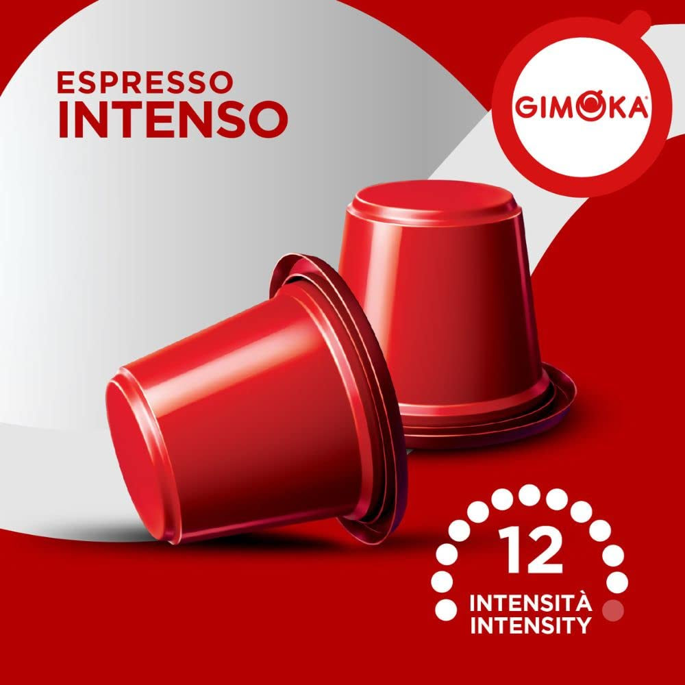 Gimoka Kaffeekapseln Espresso Intenso, Intensität 12/13-100 Kapsel - Compatible con Nespresso* Haushalts-Espressomaschinen - 100 Stück (10 x 10 Getränke) - Hergestellt in Italien