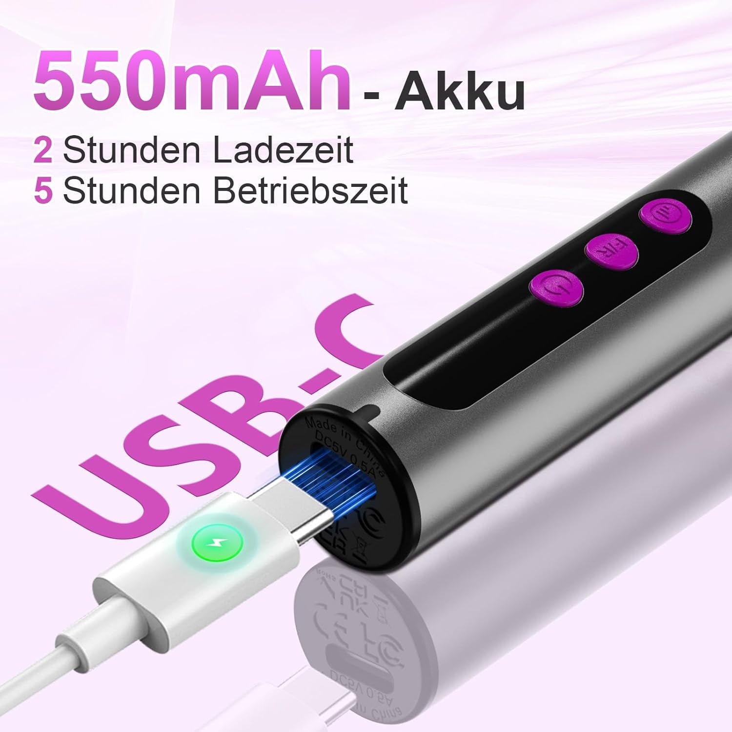 Lima de uñas eléctrica inalámbrica - 35000 RPM para uñas de gel, lima de uñas profesional y acrílica 12 en 1, juego de manicura y pedicura de 5 velocidades