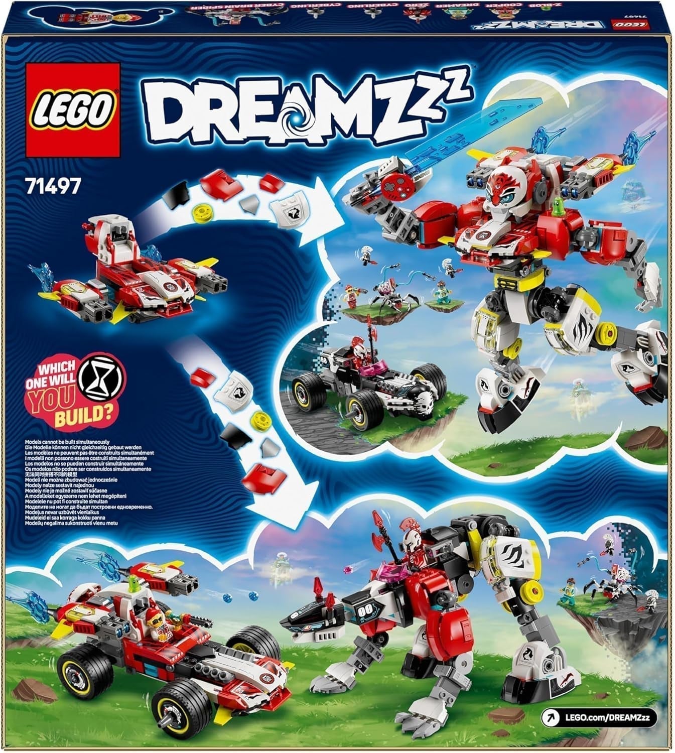 LEGO Dreamzzz Cooper's Tiger Mech y Zero'S Hot Rod Car, Coche de juguete para niños, regalo para niños y niñas de 9 años, Set de juego 2 en 1 con Mech y minifiguras 71497 Juegos de construcción Besuche den LEGO-Store