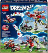 LEGO Dreamzzz Cooper's Tiger Mech y Zero'S Hot Rod Car, Coche de juguete para niños, regalo para niños y niñas de 9 años, Set de juego 2 en 1 con Mech y minifiguras 71497 Juegos de construcción Besuche den LEGO-Store