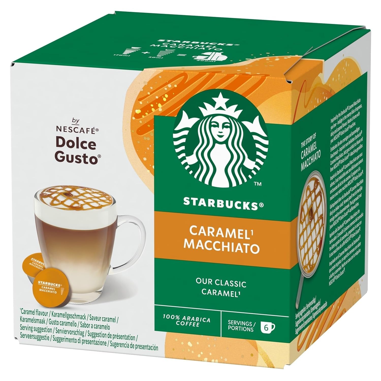 STARBUCKS Caramel Macchiato de Nescafé Dolce Gusto Kaffeekapseln 6 x 12 (72 Kapseln)
