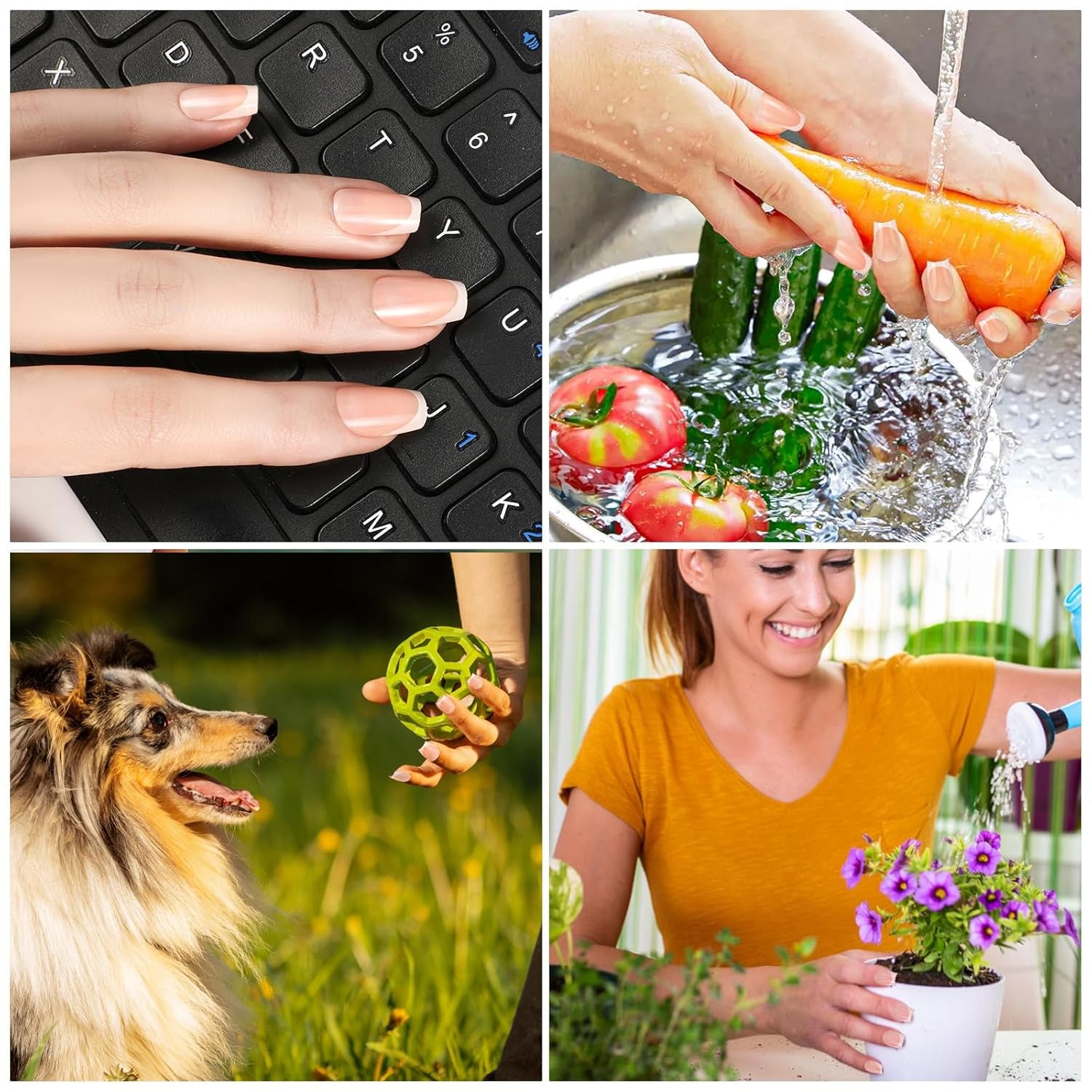 360 Piezas de Uñas Artificiales Francesas Uñas Postizas Rectángulo Mediano con Lima de Uñas Postizas Puntas Naturales DIY Presione para Damas y Mujeres