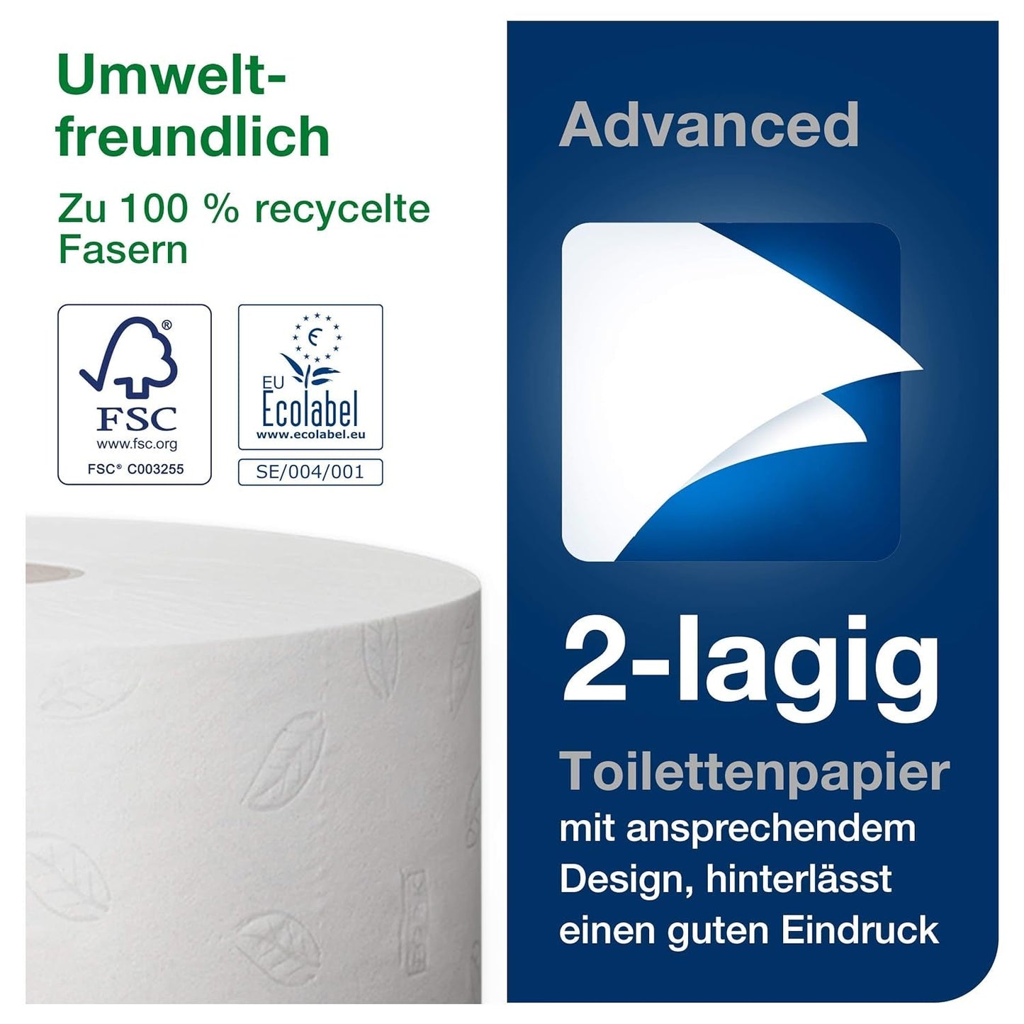 Papel higiénico Tork Jumbo White T1, Advanced, 2 capas, 6×380 M, 472118