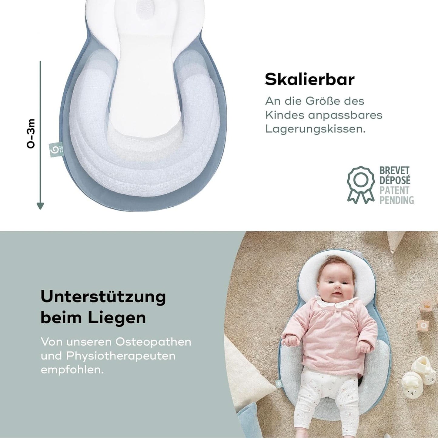 Babymoov Cosydream Almohada posicionadora Mosaic para bebés para aliviar los cólicos y prevenir la plagiocefalia, 0-3 meses Accesorios Alimentación y Lactancia Tienda Bebe Naty