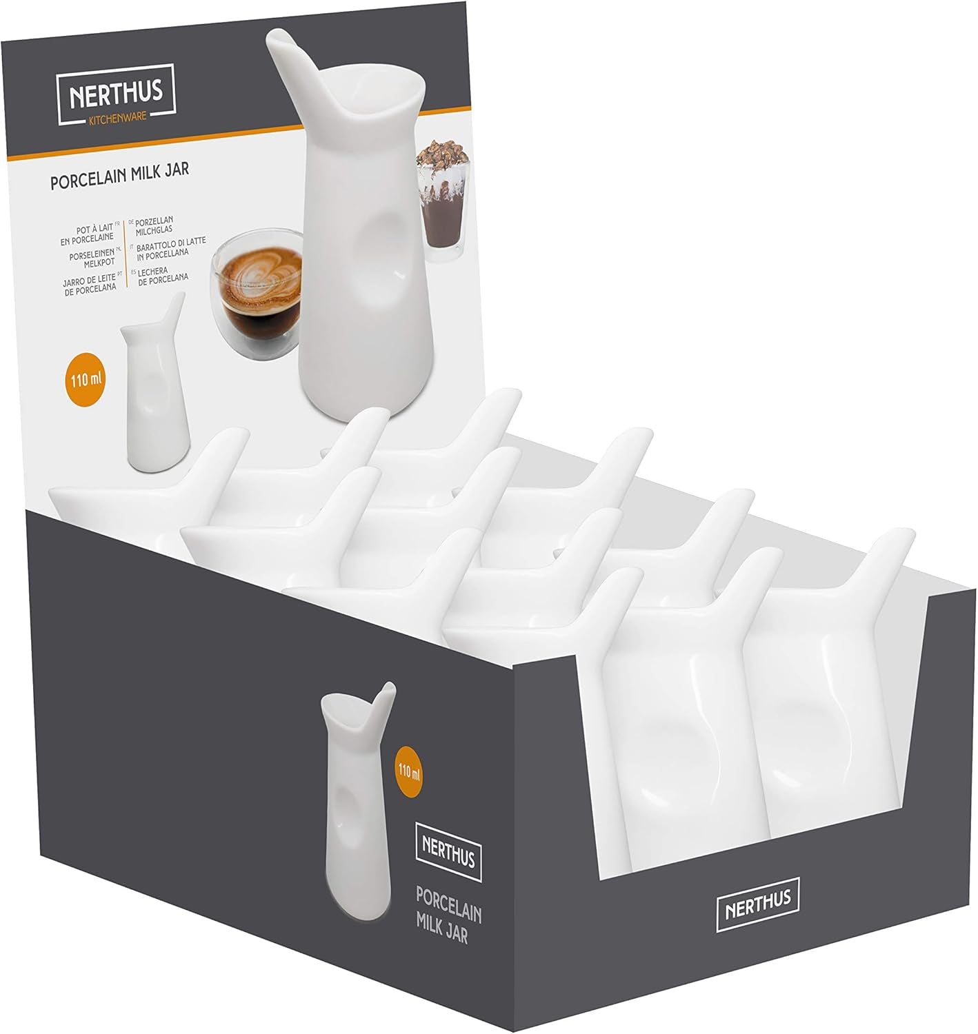 NERTHUS FIH 418 Taza de leche de porcelana 125 ml, Original, Blanco
