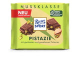 Ritter Sport Pistachio, chocolate con leche con finos trozos de pistacho, un clásico del chocolate, perfecto para picar y disfrutar, una idea genial para regalar, 12 barritas x 100g