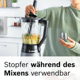 Bosch Batidora de pie Vitapower Serie 4 MMB6174SN, Verbesserte Version, Hochwertige Edelstahl-Klingen, 1.5L Glassbehälter, 0.6L To-Go-Flasche, Spülmaschinenfeste Teile, 30.000 U/Min, 1200 W, Silver Kitchen Naty Shop