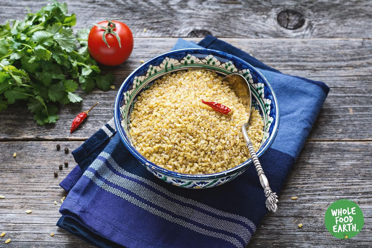 Wholefood Earth trigo bulgur - sin OGM - natural - vegano - sin lácteos - sin azúcar añadido, 500g