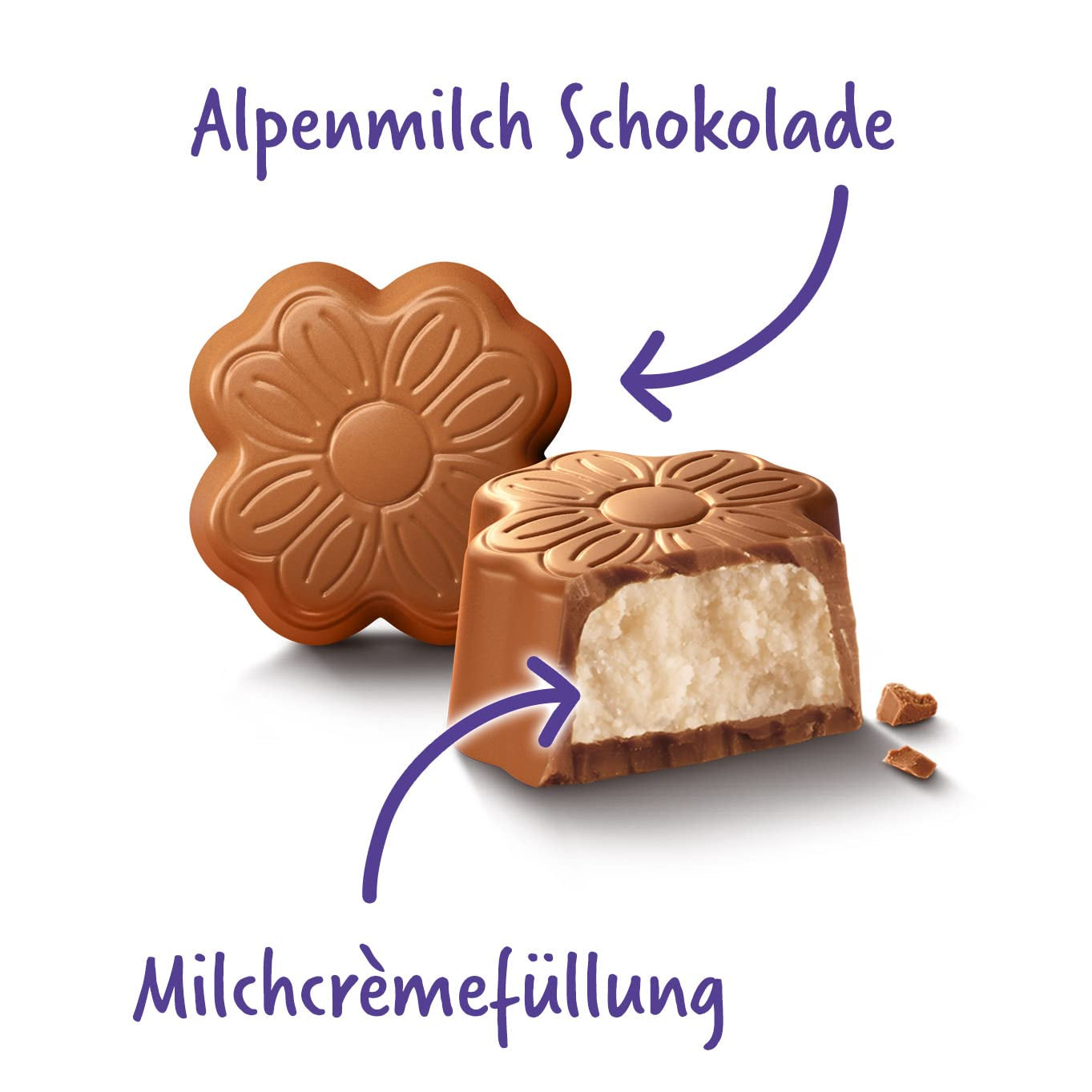 Milka Little Thank You Chocolates 12 x 44 g, finos bombones de crema de leche cubiertos con chocolate con leche alpino (paquete de 5)