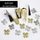 30 lazos de metal para uñas, lazos dorados, plateados y grises, accesorios para uñas, decoraciones de uñas para mujeres y niñas, diseño de uñas