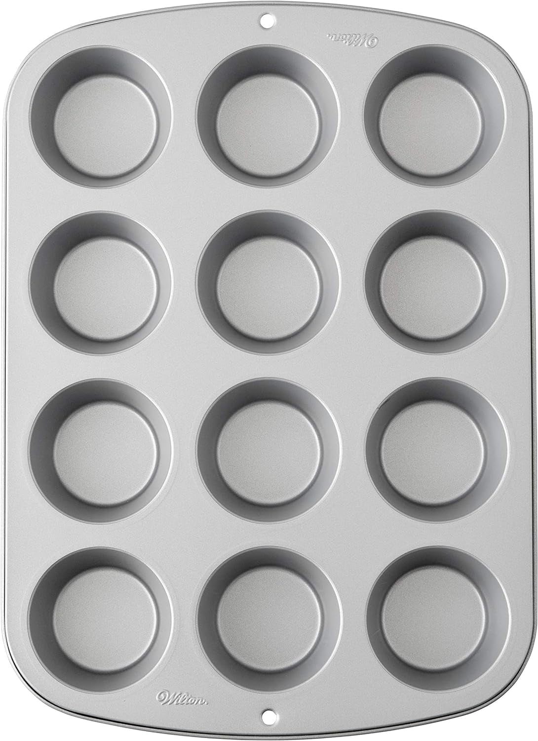 Wilton 03-3118 Molde para magdalenas/muffins, receta derecha, antihaft, 12 funciones, gris Moldes y bandejas para hornear Naty Shop