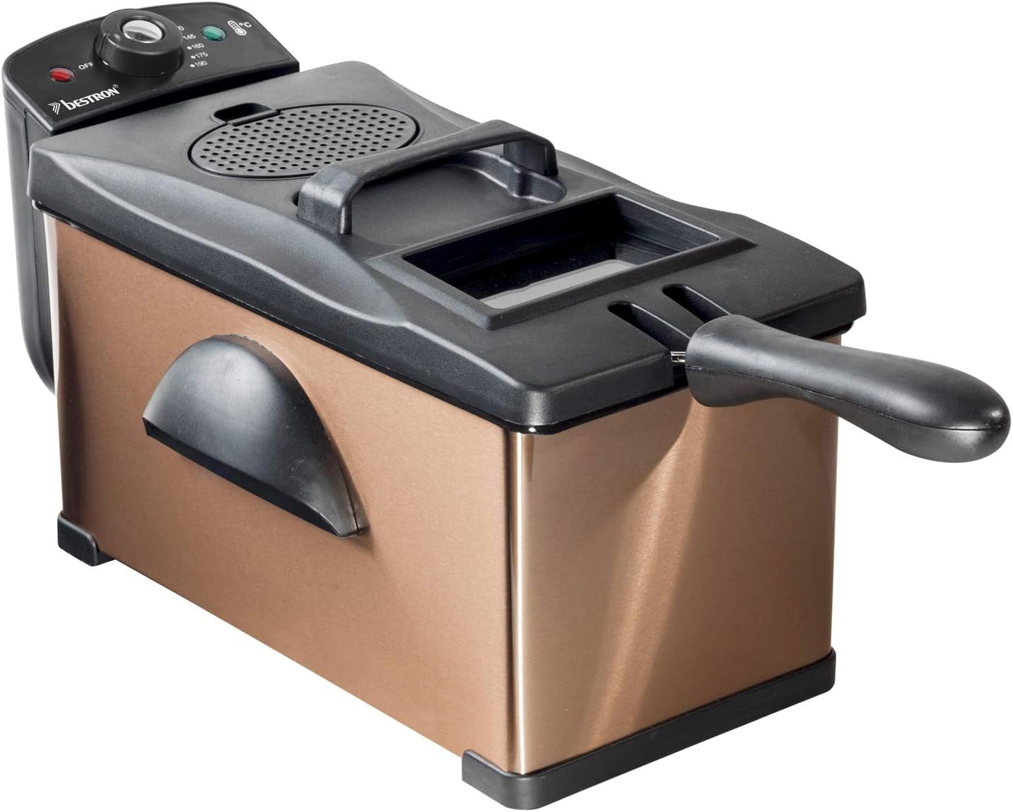 Freidora de aceite Bestron con tecnología de zona fría, 3,5 litros, 2000 vatios Electrodomésticos Naty Shop Cobre Individual