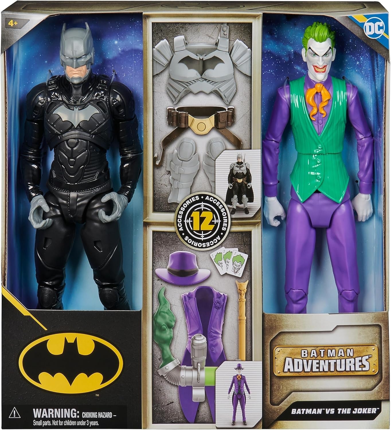 DC Batman Adventures Batman Vs the Joker Juego de figuras de acción, 30 cm - 2 figuras totalmente móviles con 12 engranajes para emocionantes juegos de rol, juguete para más de 4 niños Figuras de acción Naty Shop