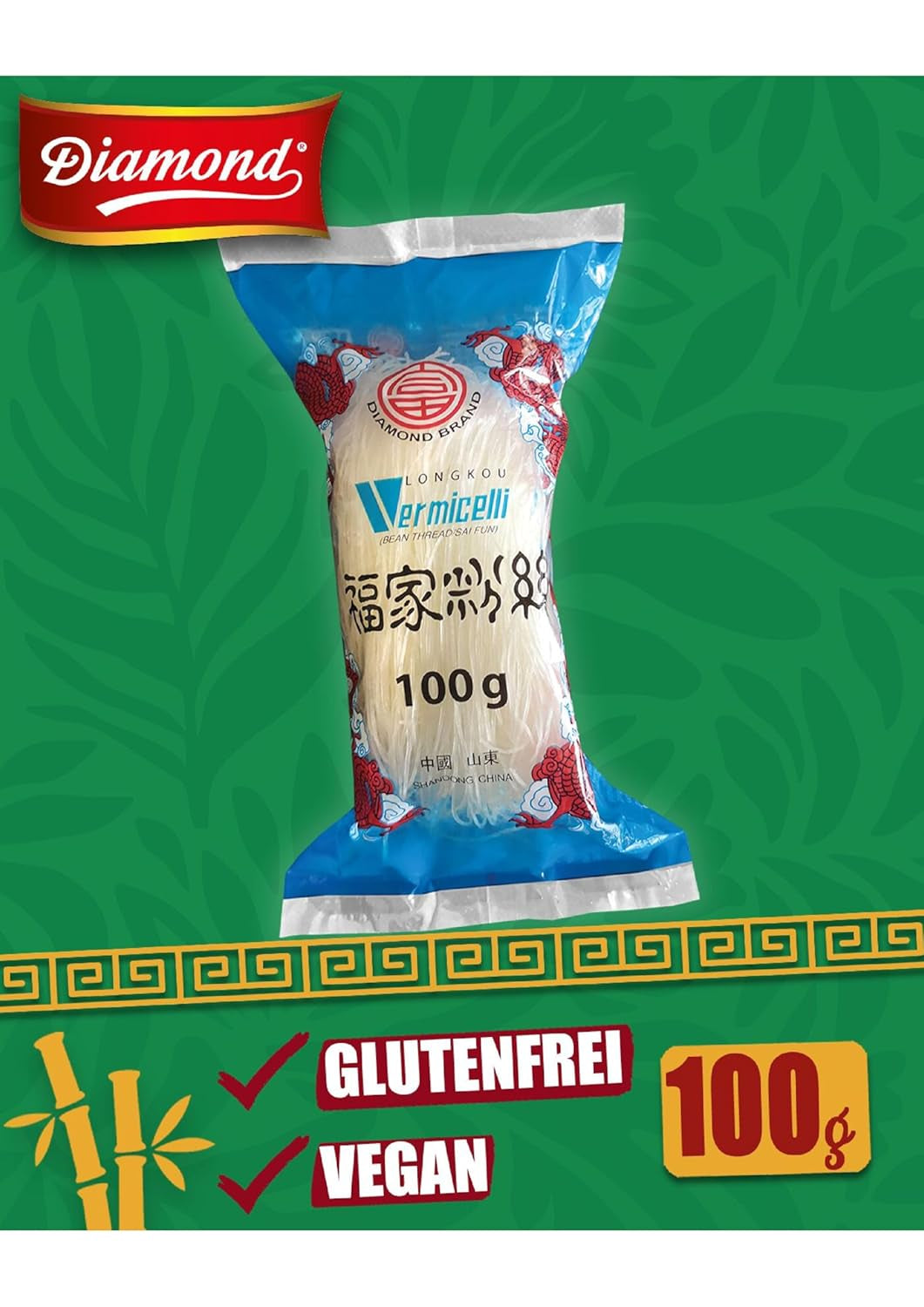 Fideos de cristal DIAMOND, fideos largos de cristal, naturalmente veganos y sin gluten - 1 x 100 g