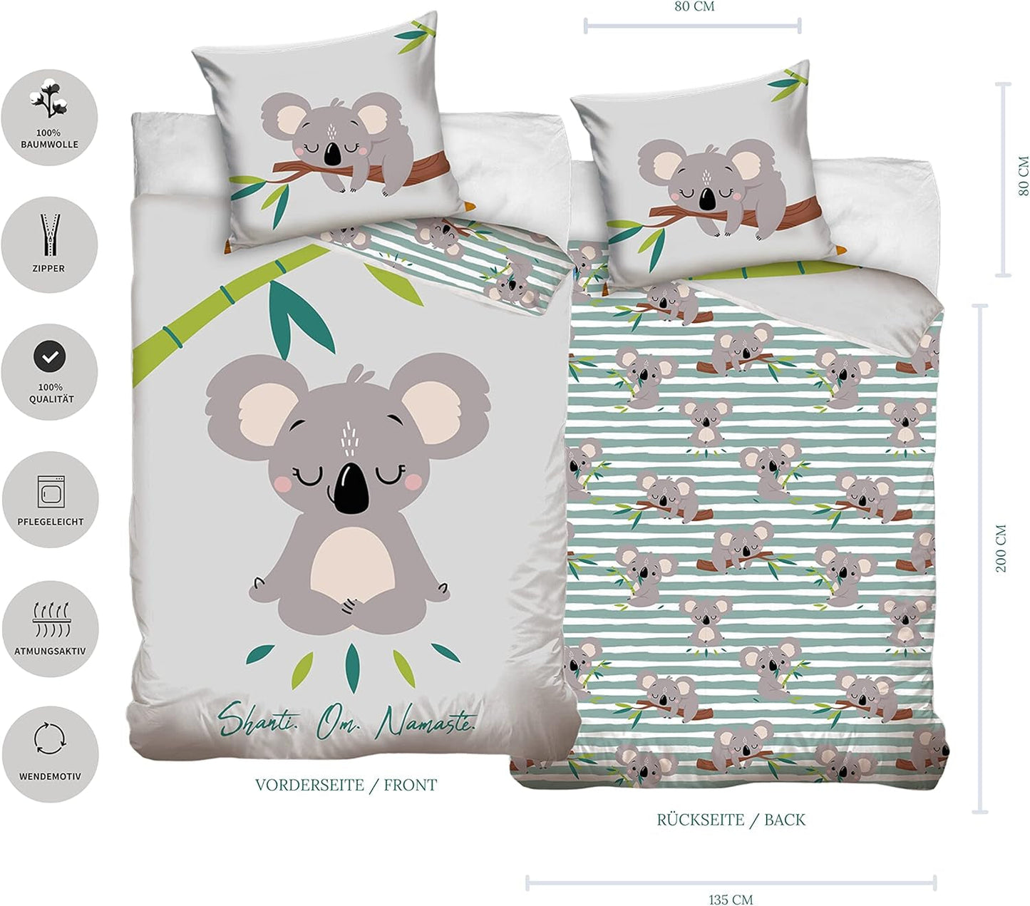 Ropa de cama infantil y juvenil, unisex, Ursulet Koala, algodón Ropa de cama - infantil Naty Shop