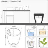 Jardinera LECHUZA Classico Color ECO 60 Gris Oscuro | Jardinera con sistema de riego e indicador de nivel de agua | Hecho de plástico 100% reciclado | Acabado mate | Ø 60 x 55,5 cm | 18955