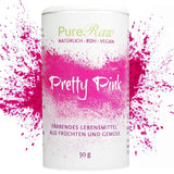 Pretty Pink Natürliche Lebensmittelfarbe Pulver Rosa (Roh Vegan) Pastel Rose Bis Intensiv Rosa-Rot - Essbare Farbe Für Lebensmittel Aus Früchten Und Gemüse - Colorante alimentario natural | Pureraw 5G Naty Shop 50 G (1Er Pack) Rosa