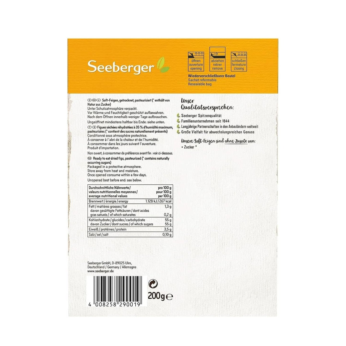 Seeberger Higos de montaña suaves, dulces como la miel y con pulpa de piedra - Para amantes de la gastronomía conscientes de la nutrición, 13 x 200 gramos Naty Shop Productos deshidratados