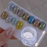 Wahrshei 6 Chrome Nail Powder, Chrome Pulver Nägel Mit Spiegeleffekt, Laser Chrome Puder, Polvo efecto perla para uñas esmaltadas en forma de donut