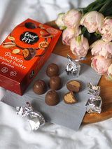 Pralinés proteicos de mantequilla de maní Feel FIT en chocolate con leche de alta calidad, sin azúcar añadido, 17% de proteína, sin gluten 66 g (paquete de 1)