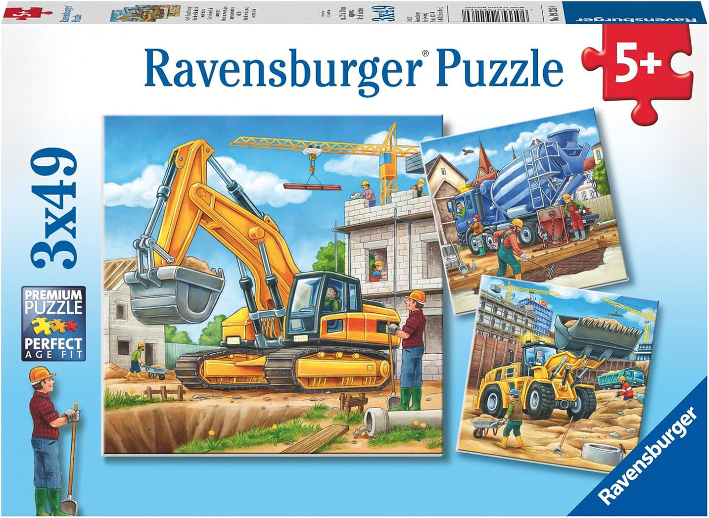 Ravensburger Puzzle para niños - 09226 Vehículos de construcción grandes - Puzzle para niños 5+ 3X49 piezas Puzzle Naty Shop Título predeterminado