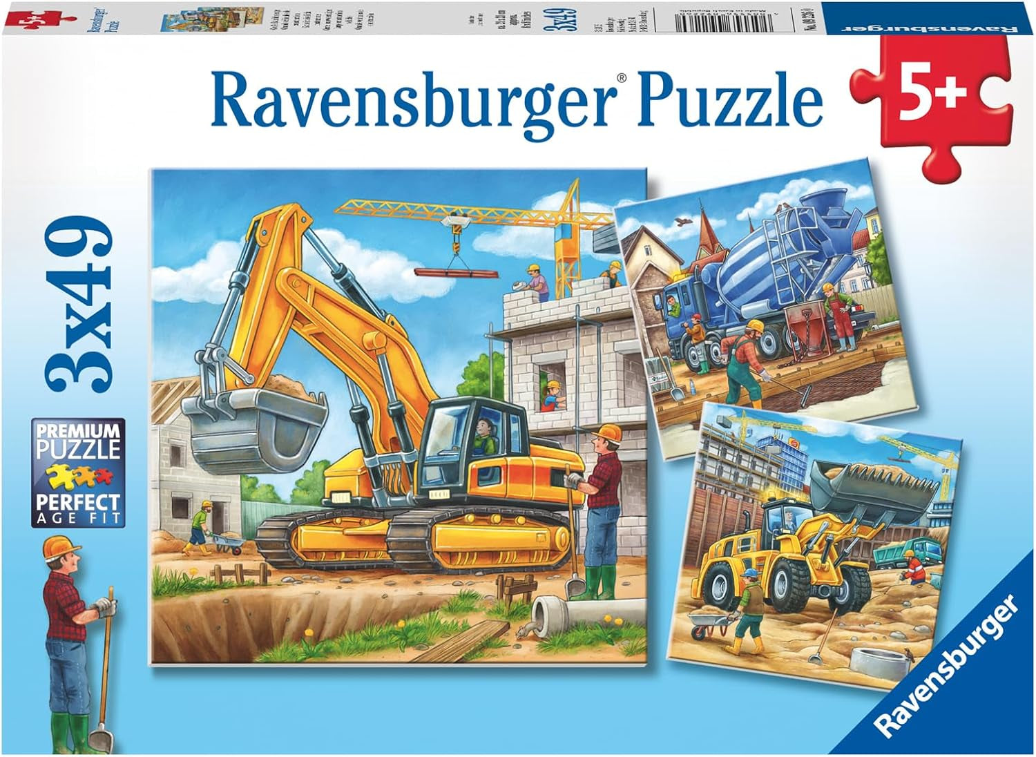Ravensburger Puzzle para niños - 09226 Vehículos de construcción grandes - Puzzle para niños 5+ 3X49 piezas Puzzle Naty Shop Título predeterminado