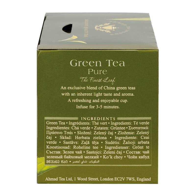 Ahmad Tea - Té verde - Bolsas de té envueltas individualmente selladas con sabor con 2 g de té por porción - 20 bolsas de té con bandas (paquete de 2)