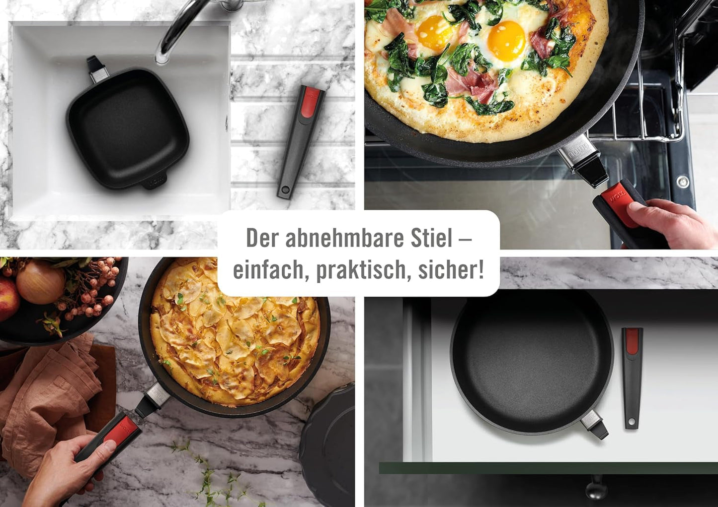 Sartén Woll Nowo Titanium - Inducción, 5 Cm de altura, mango extraíble - para todo tipo de fuegos, Aluminio fundido, revestimiento antiadherente Ollas y Sartenes Naty Shop