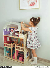 A405 Casa de Muñecas con Luz LED - Juego de 3 Pisos y Muebles - Casa de Juegos de Madera Incluye Accesorios: Cocina, Baño, Dormitorio - Regalo para Niñas de 3 años en adelante Casas de Muñecas Naty Shop