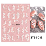 4 Blatt 3D Nagelsticker Frühling Blume Nagelaufkleber 5D Stereoskopisch Selbstklebend Nail Art Sticker Decoración Nageldesign Zubehör