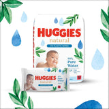 Huggies Toallitas húmedas naturalmente biodegradables para bebés sensibles, 8 x 48 toallitas, paquete a granel